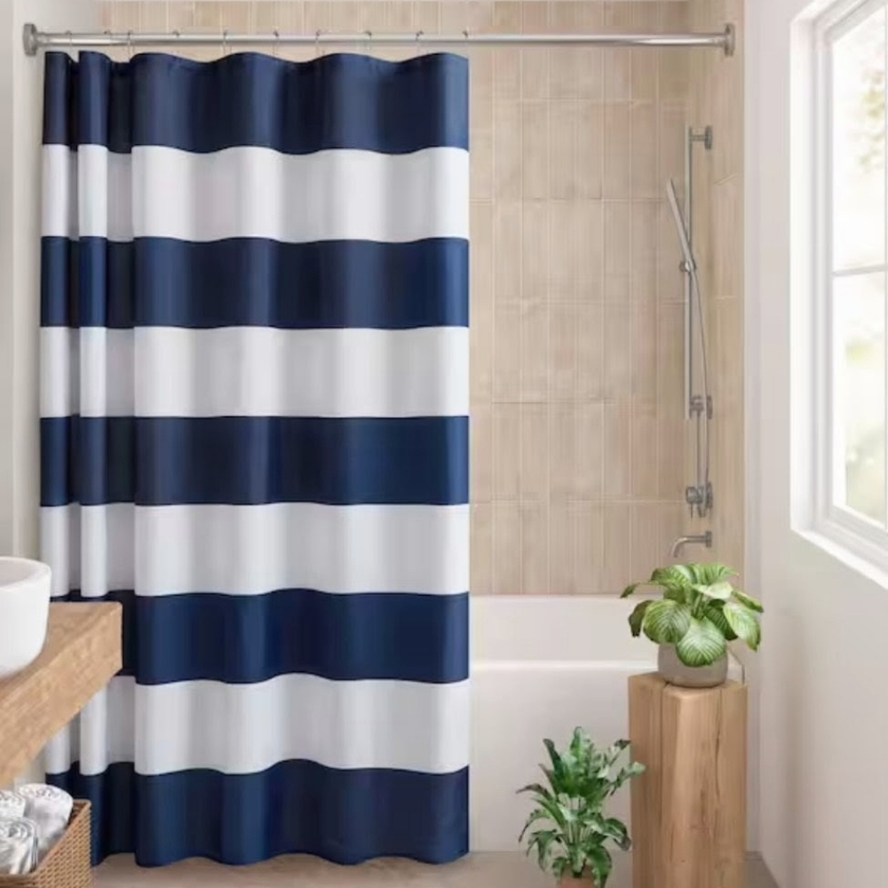 Urban Habitat Striped Shower Curtain With Hooks
